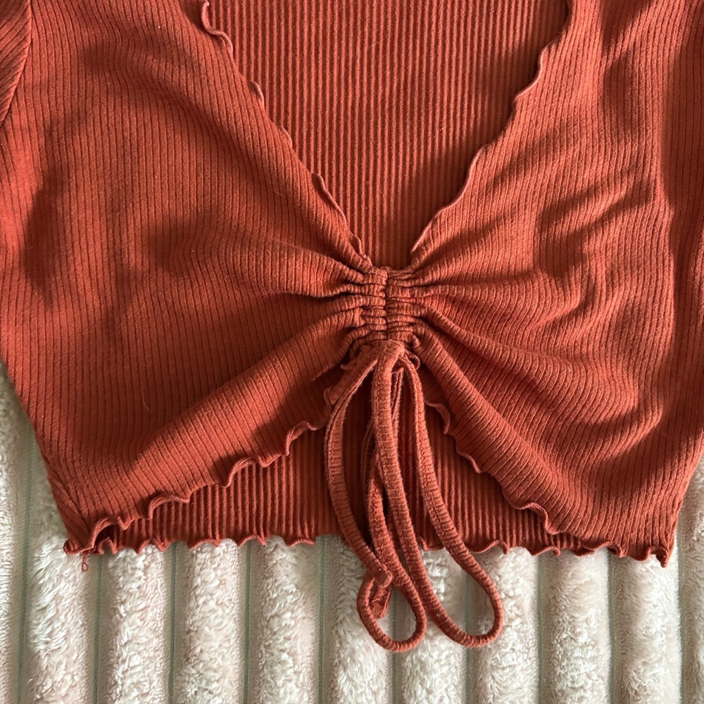 Forever 21 burnt orange Long Sleeve Crop Top - Picture 3 of 8